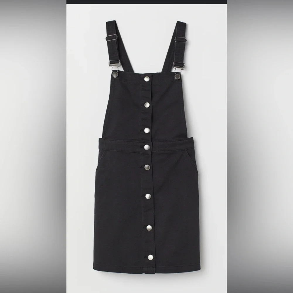 Divided Black Mini Dress with Silver Buttons